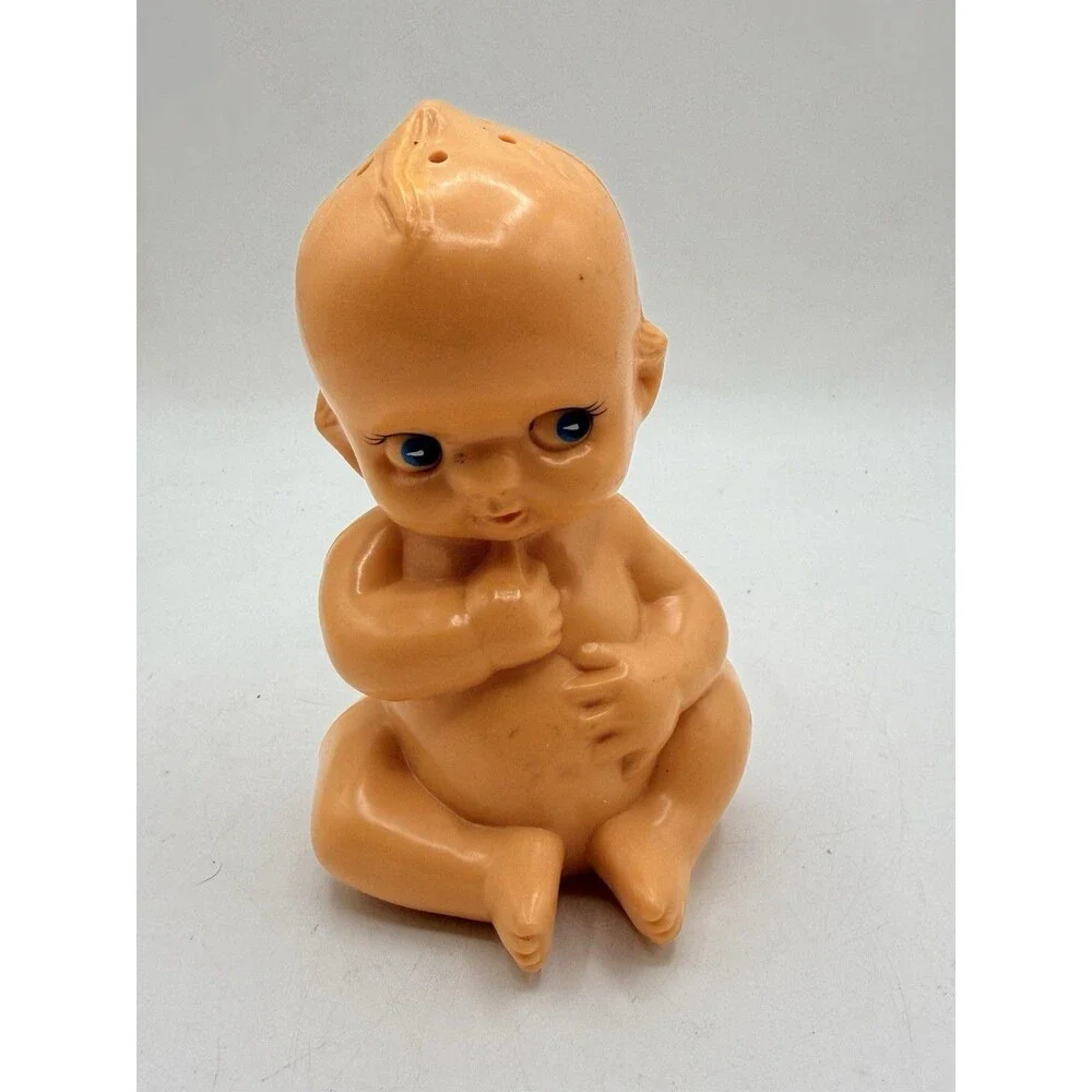 Vintage JSNY Cupie Doll Plastic Baby Powder Dispenser Shaker Hong Kong 5.5”
